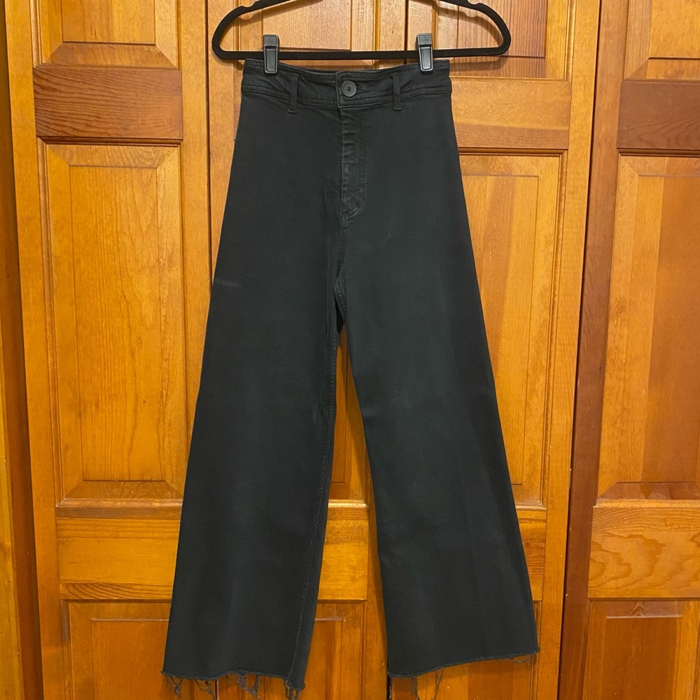 Zara Marine High Rise Black Wide Leg Jeans